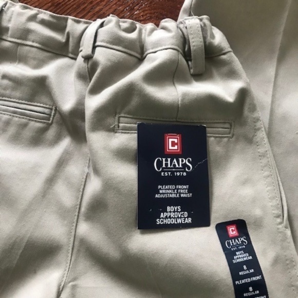 BOYS CHAPS SCHOOL-WEAR UNIFORM PLEATED FRONT ADJUSTABLE WAIST PANTS Sz 8 NEW NWT - Picture 8 of 8